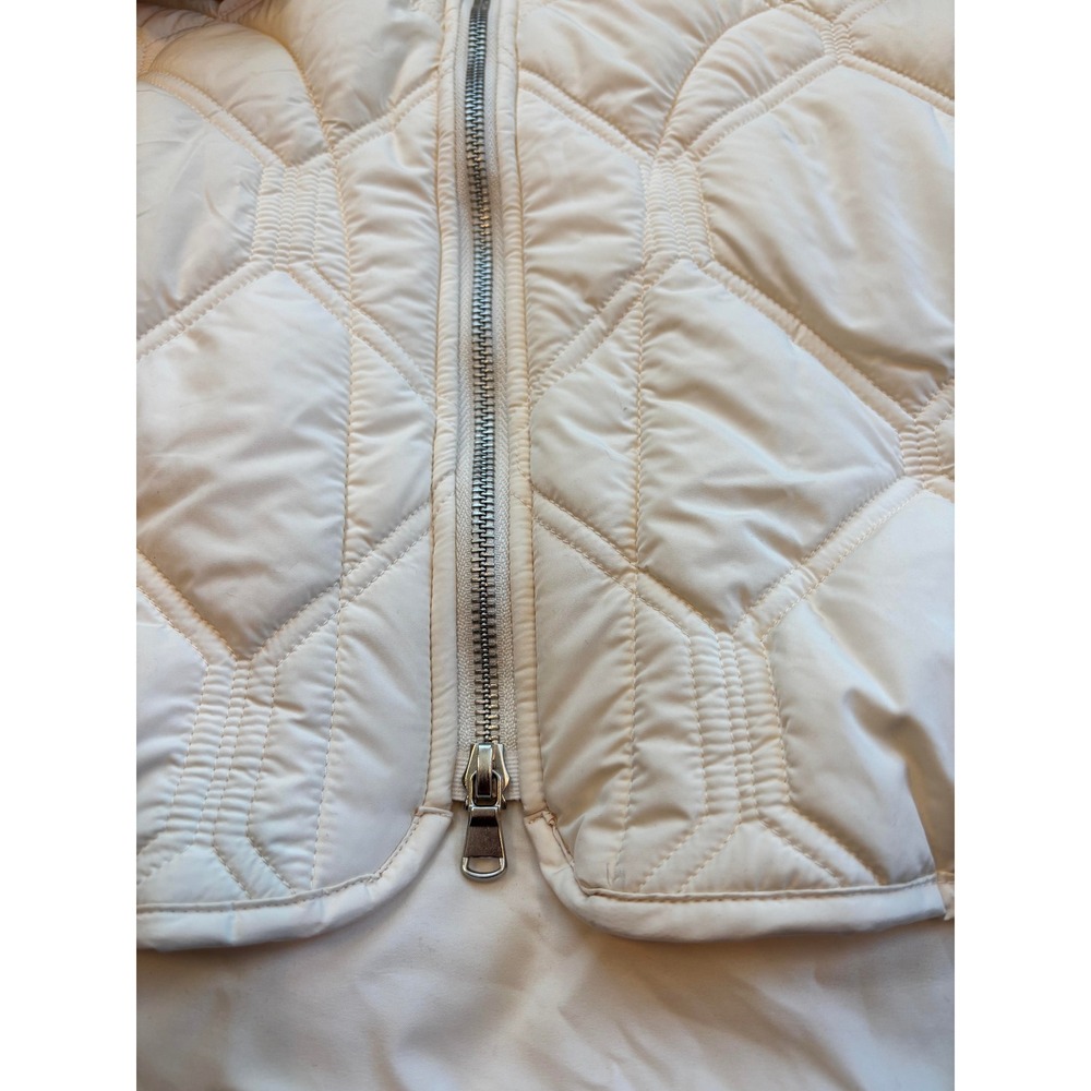 CALLA Oversized Quilted Ivory Jacket Ribbed Collar Full Zip Size Small - Picture 2 of 7
